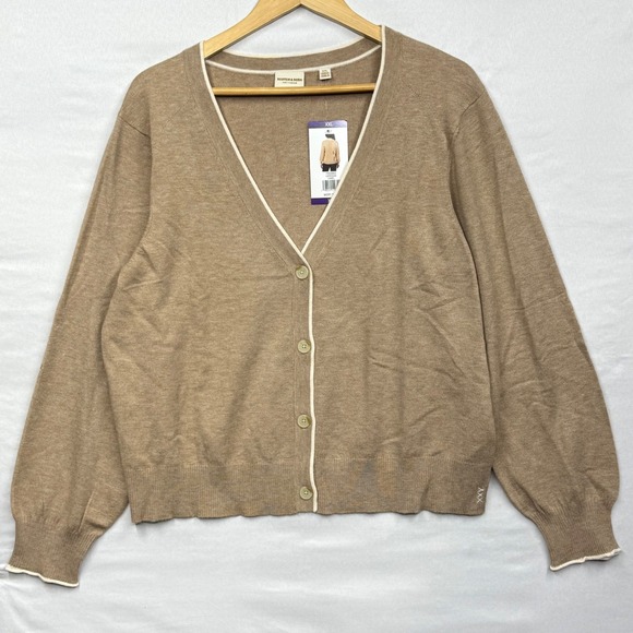 Scotch Soda Amsterdam Women's Beige Cardigan V Neck Button‎ Front Knit Size XXL - Picture 3 of 17